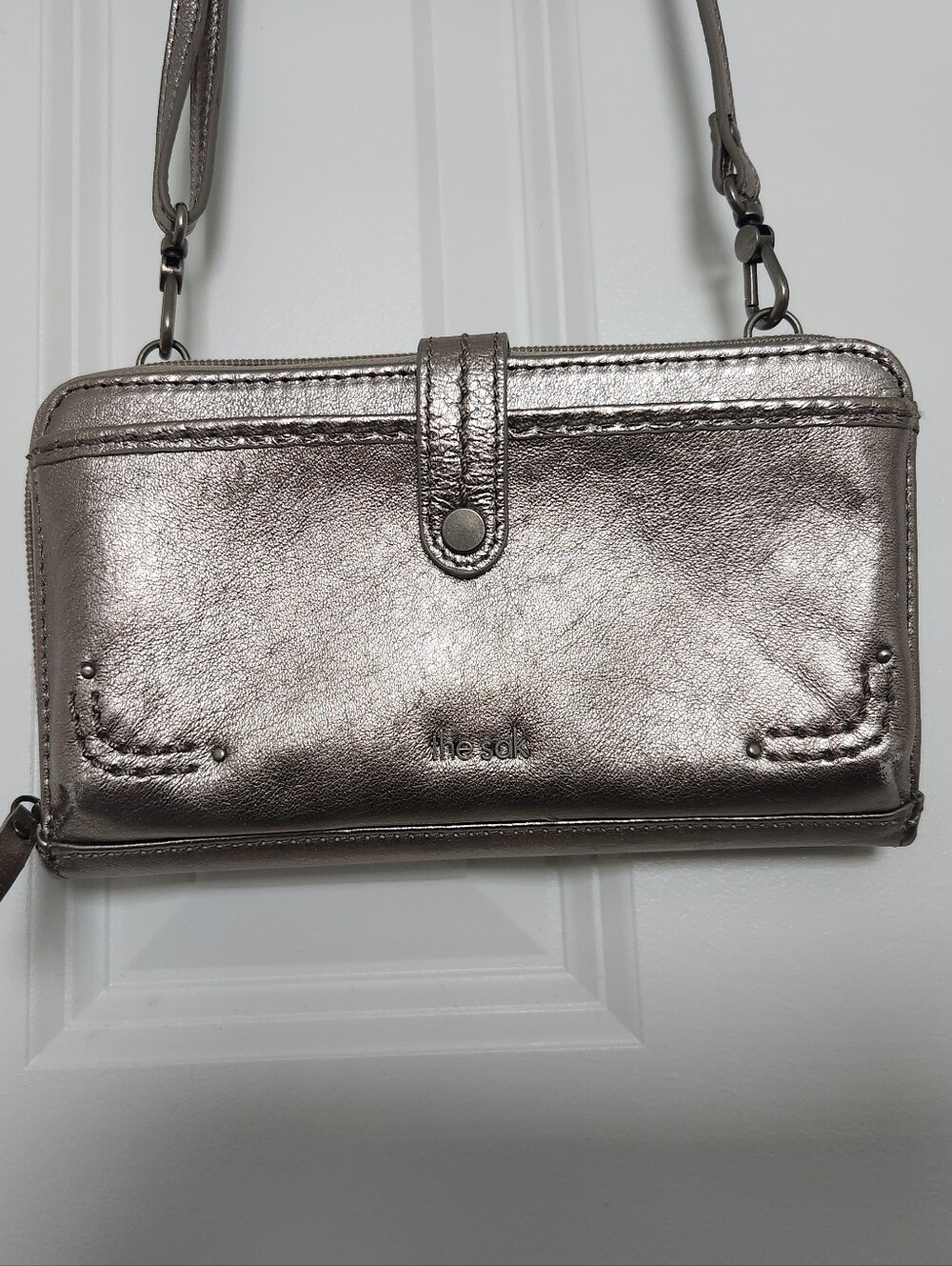 The Sak Metallic Pewter Crossbody Wallet